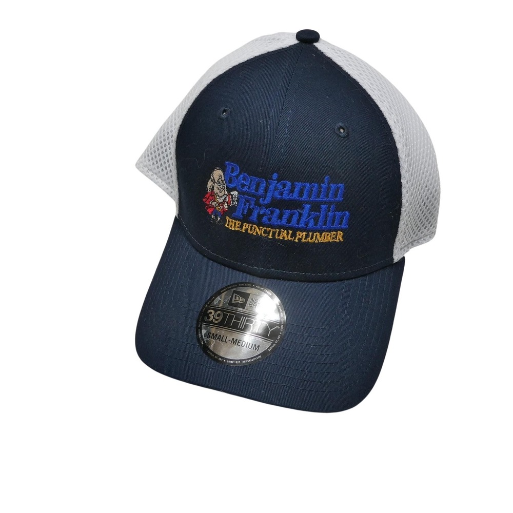 Benjamin Franklin Punctual Plumber Hat Cap Fitted Mens Medium Trucker New‎ Era